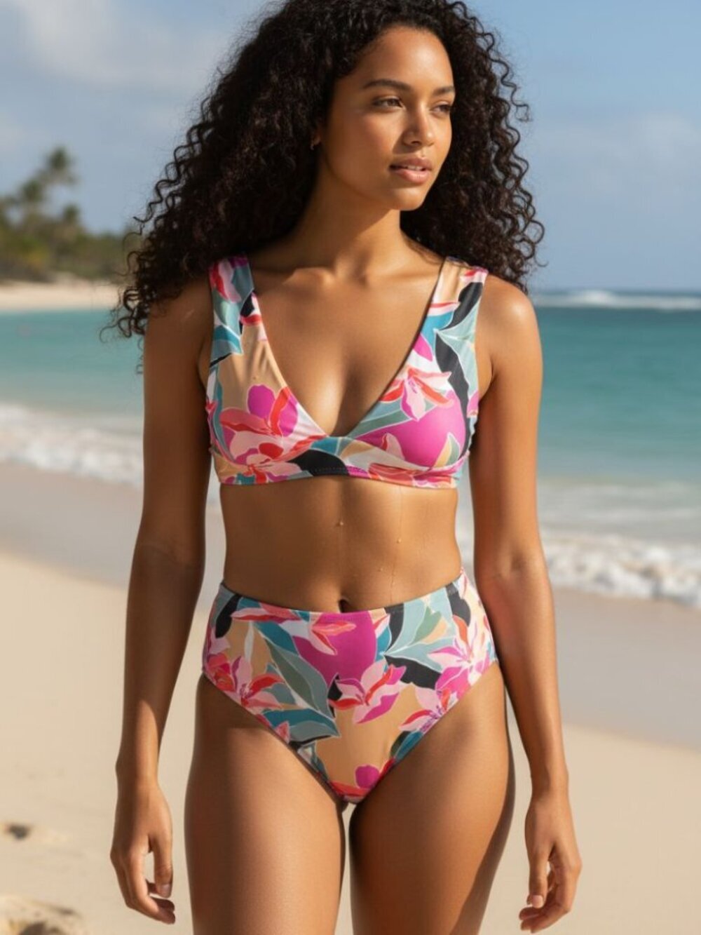 Billabong Wild Sun Plunge Bikini Swim Top multicolor size S